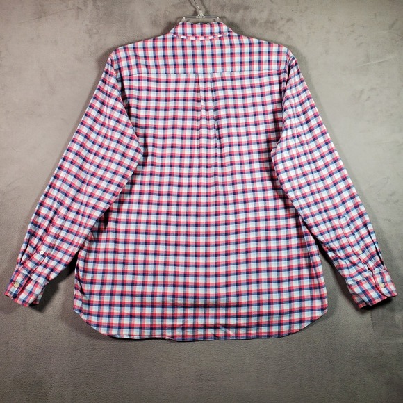 Vineyard Vines Shirt Mens L Pink White Blue Plaid Flannel Classic Fit Preppy - Picture 3 of 9